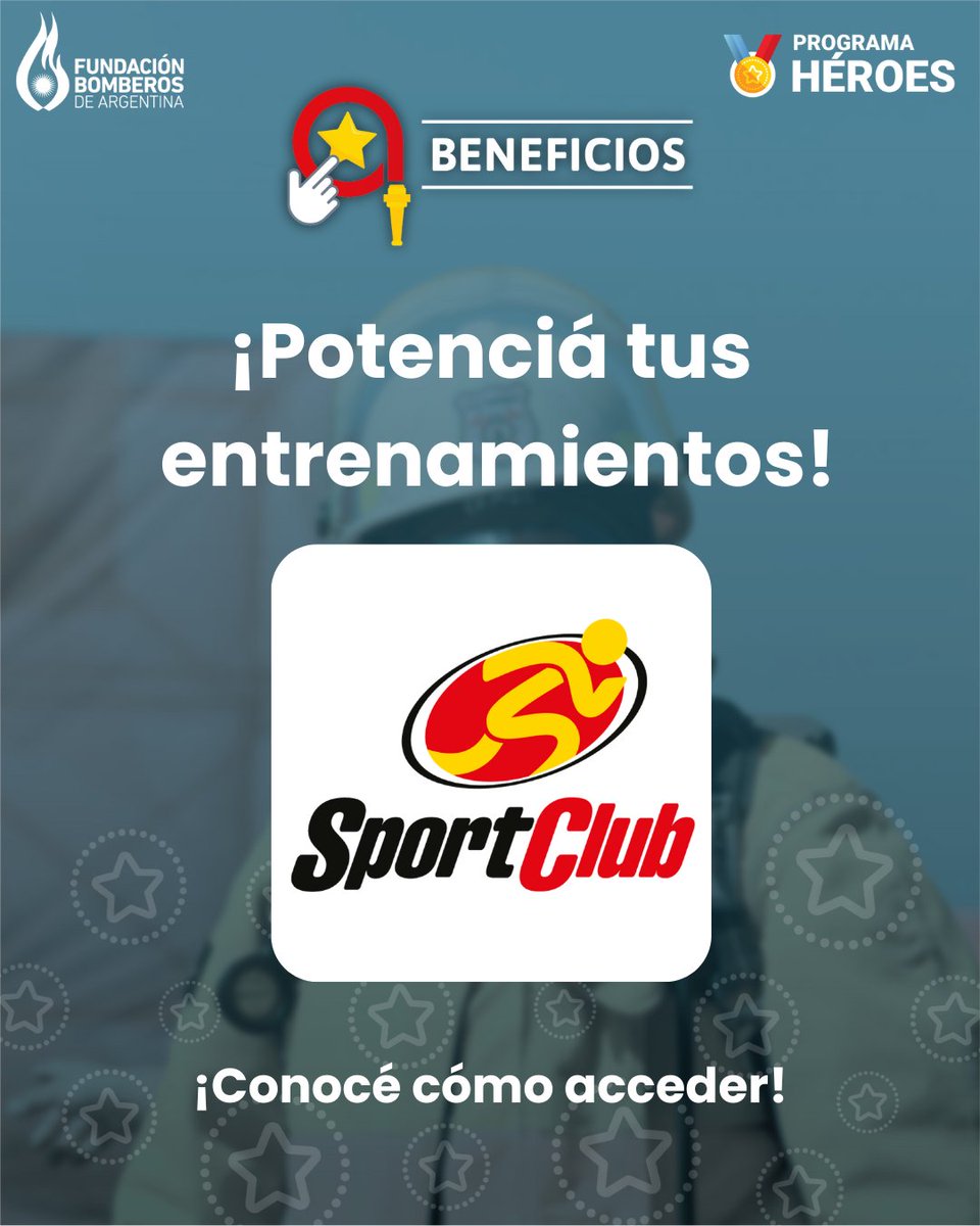 🏋️‍♂️ 🔥 ¡Potenciá tus entrenamientos! 🏋️‍♂️🔥

Aprovechá el descuento exclusivo que tenés en Sportclub con el Programa Héroes disponible para bomberos, bomberas y directivos 👨‍🚒👩‍🚒

🚒Más info: bit.ly/Beneficio-Spor…