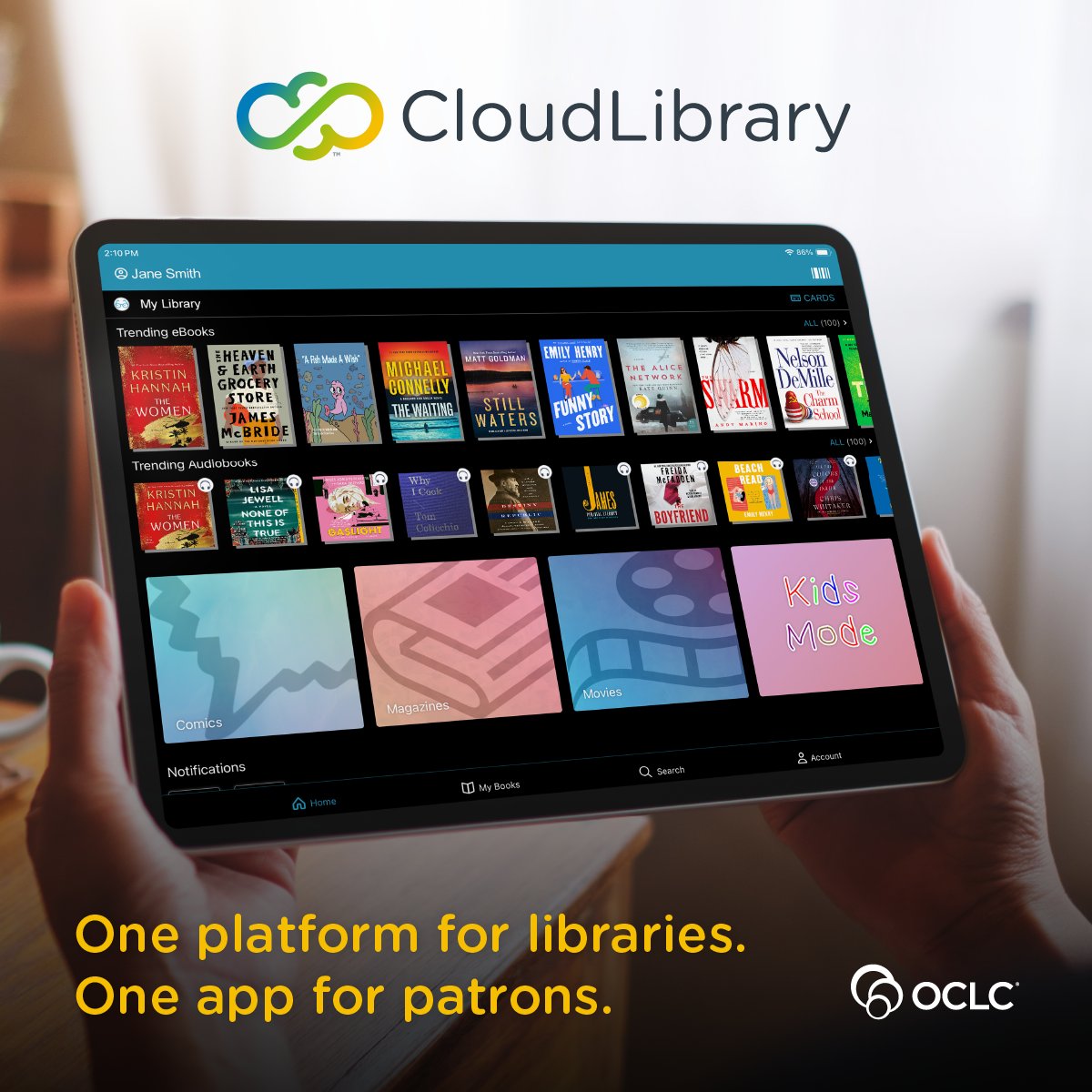 OCLC's tweet image. Find ebooks and audiobooks all on one single, intuitive platform: #CloudLibraryApp. 

➡️ Learn more: oc.lc/4odCjTh