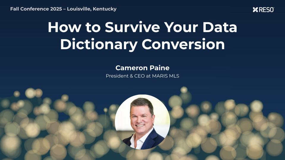 MARIS President &amp; CEO Cameron Paine will be sharing the experiences and lessons we learned during our Data Dictionary conversion at #RESO2025  
 📅 October 21st-23rd
 🔗 reso.org/2025-fall
#MARISmls #MLS #RealEstateTech #WeAreMARIS