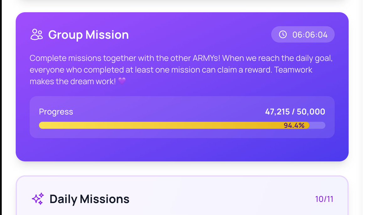 Teamwork makes the dreamwork. Group mission is here 💜
