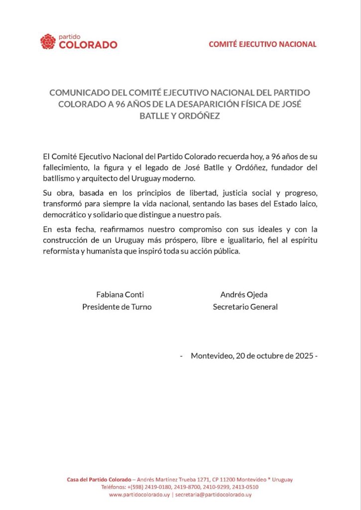 Hace 96 años fallecía José Batlle y Ordóñez.
Pero hay vidas que no terminan porque dejan ideales que se defienden para siempre.

Su legado vive con fuerza en el Uruguay que seguimos construyendo.