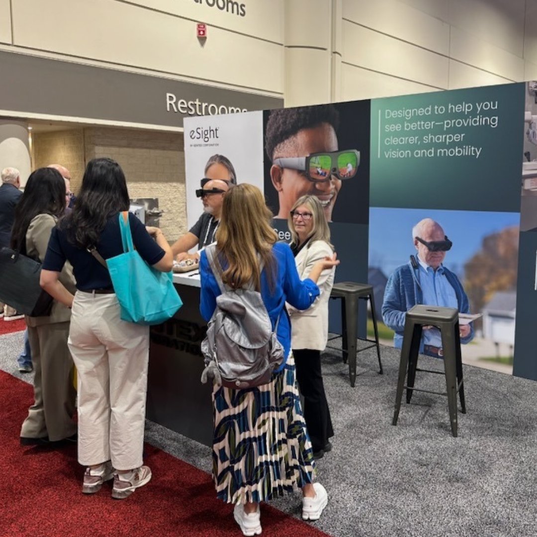 eSightEyewear's tweet photo. We're excited to be in beautiful Orlando showcasing eSight Go at #AAO2025. We're are having an amazing time demonstrating our #eSightGo device & supporting the global assistive tech & ophthalmology community!
Check it out at Booth #1400 or learn more at https://t.co/ZCauzmHeOY. https://t.co/TsmXWxeWB6