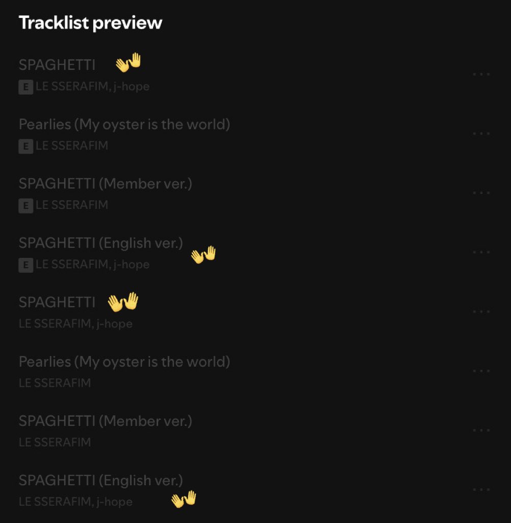 LE SSERAFIM's "SPAGHETTI (feat. j-hope)" will have explicit and clean versions in the original and English versions.

- SPAGHETTI (E)
- SPAGHETTI (E) (English ver.)
- SPAGHETTI (C)
- SPAGHETTI (C) (English ver.)