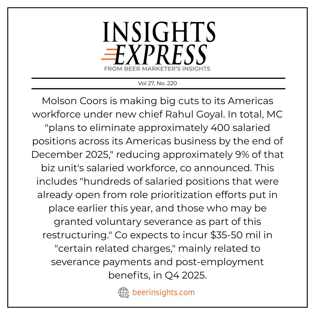 "MC to Eliminate 400 Positions, 9% of Workforce in Americas Region; $35-50 Mil in 'Related Charges.'" Read the full details: beerinsights.com/archive-articl…