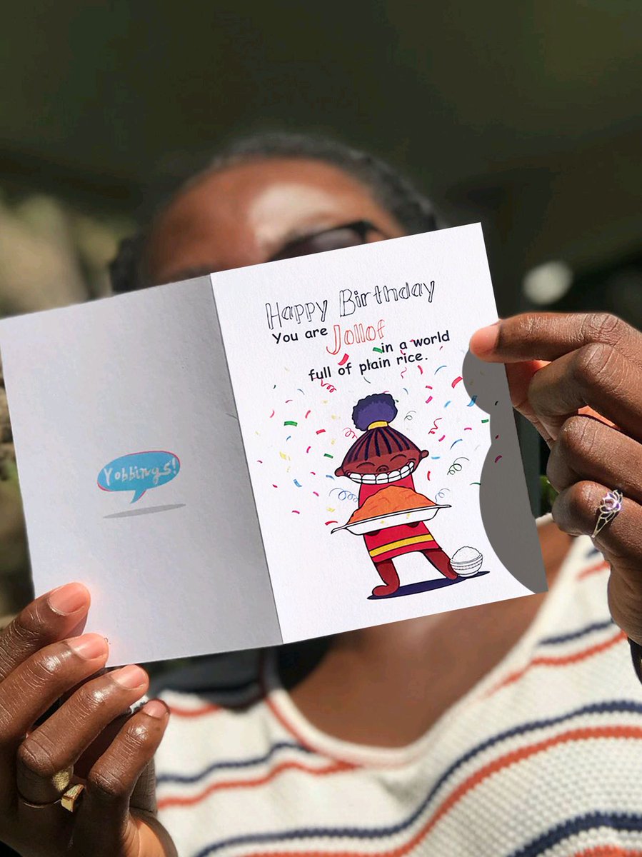 Our “You’re the jollof in a world of plain rice” birthday card was one of our first best-selling Yobbings cards and an instant classic: funny, and unapologetically Ghanaian.

Still one of our all-time bestsellers today!  
#YobbingsAt10 #YobbingsThrowback