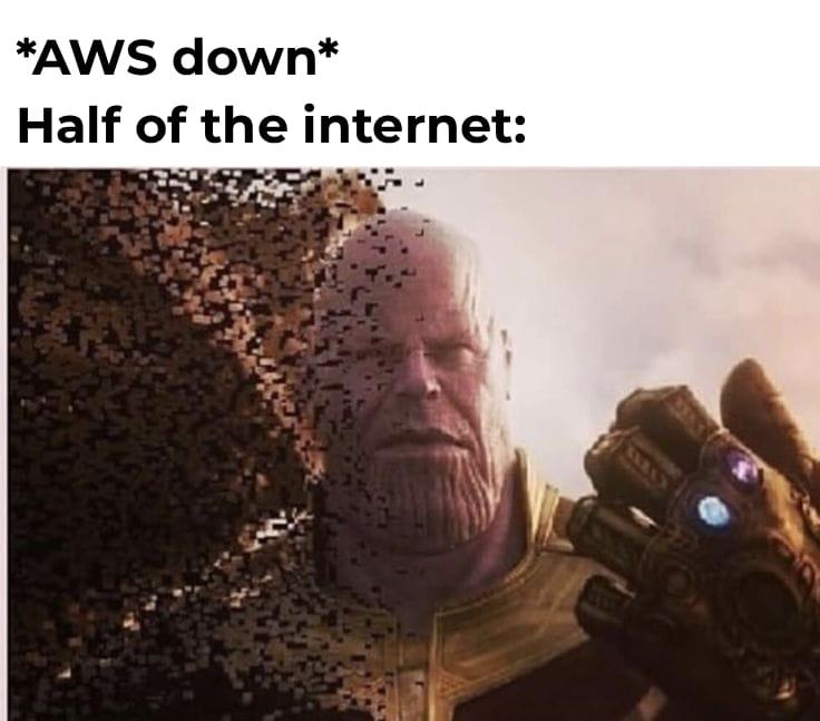 data_cyborg's tweet image. Aws outage matters
 #ProgrammerHumor
 #meme