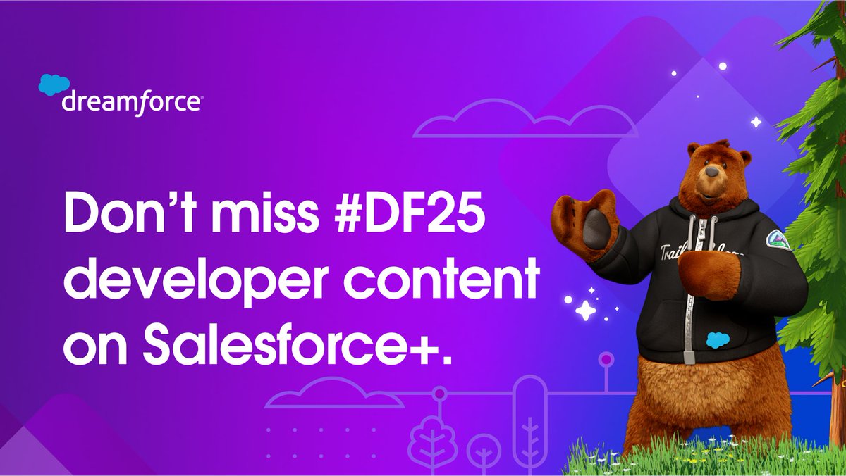 SalesforceDevs's tweet image. Missed #DF25 or want a recap of the must-see sessions for developers? 
📺 Catch up on Salesforce+ and learn how to build your Agentic Enterprise today.
Tune in now: sforce.co/4owiaZ3