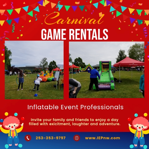 Carnival game rentals, including inflatable games, giant games, and interactive games, are available from Inflatable Event Professionals.