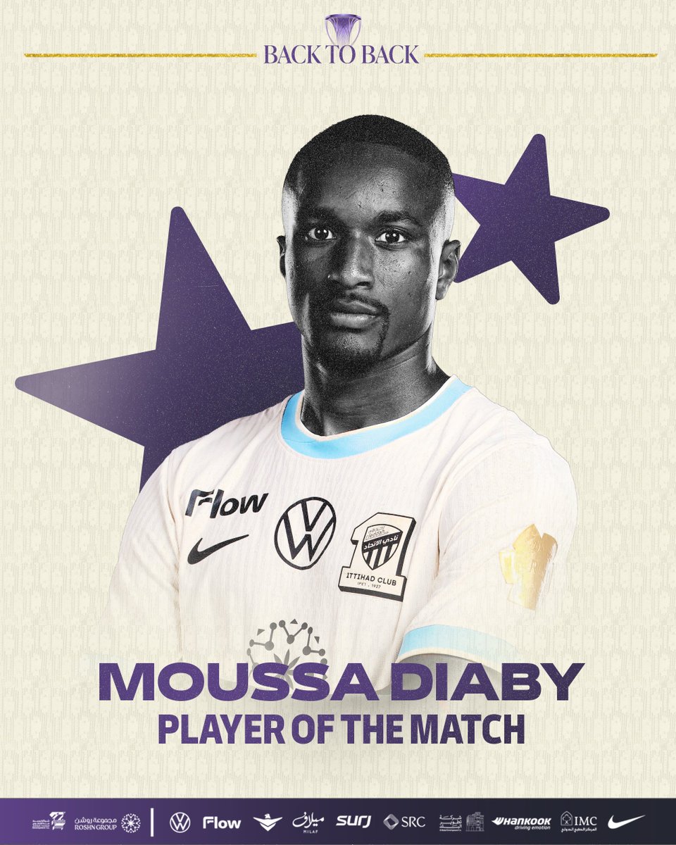 ittihad's tweet image. رحبو معنا ... بــ "رجـل المـبـاراة" 🌟
موسى ديابي الذي وقع عليه اختيار الاتحاد الآسيوي 👏🔝
#الاتحاد_الشرطة 
#دوري_أبطال_آسيا_للنخبة