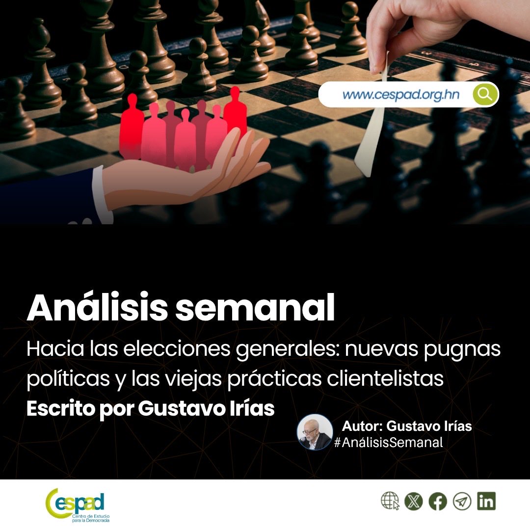 En este análisis semanal, el CESPAD pone el foco en tres líneas clave: 
- los nuevos protagonistas en las pugnas políticas
- la persistencia de viejas prácticas clientelistas  
- los riesgos que esto representa para la legitimidad del proceso electoral

Lee nuestro análisis