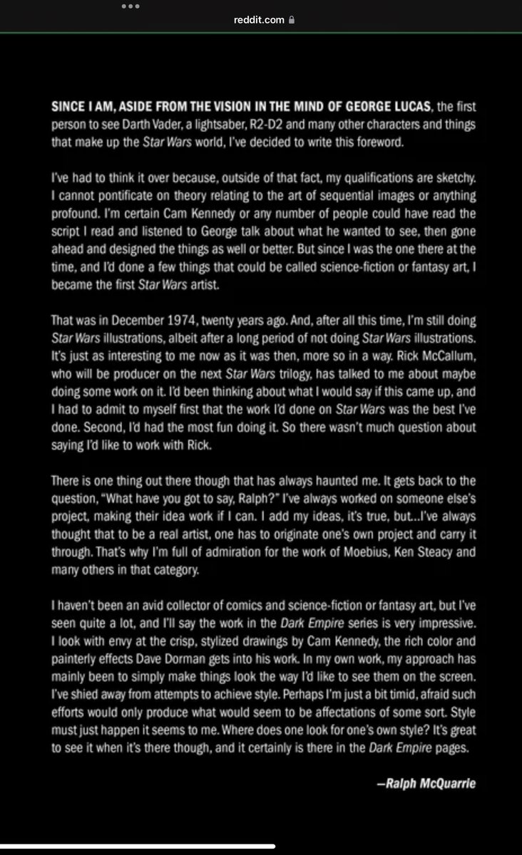 I’m compelled to share this find. <a href="/CamKennedyArt/">Cam Kennedy Art</a>, best known to me for <a href="/2000AD/">2000 AD Comics</a>  complemented on his art by none other than the amazing Ralph McQuarrie (Regarding <a href="/starwars/">Star Wars</a> Dark Empire from <a href="/DarkHorseComics/">Dark Horse Comics</a> )