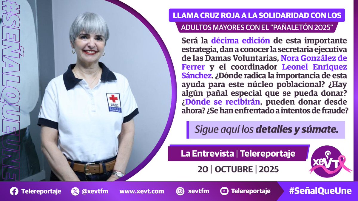 #LaEntrevista🎙️LLama <a href="/CR_Tabasco/">Cruz Roja Mexicana - Delegación Tabasco</a> a la solidaridad con los adultos mayores con el “pañaletón 2025"

🔗 is.gd/Xpdvfa