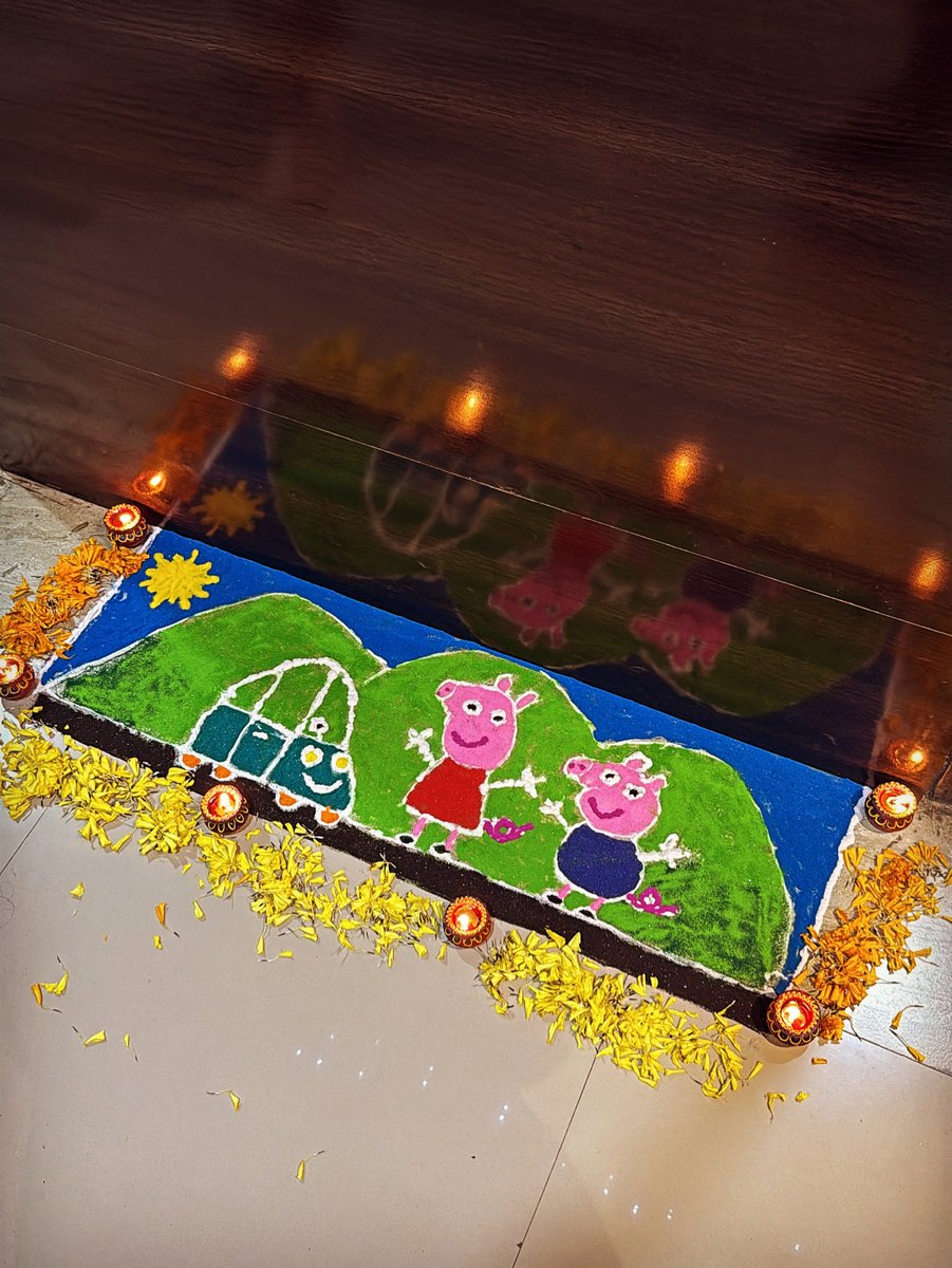 Officially moving on from Peacocks 🦚 to Peppa 🐷 - embracing joy in every form this Diwali. #happydiwali 🪔 ✨💝

#peppapig  #Diwali2025
