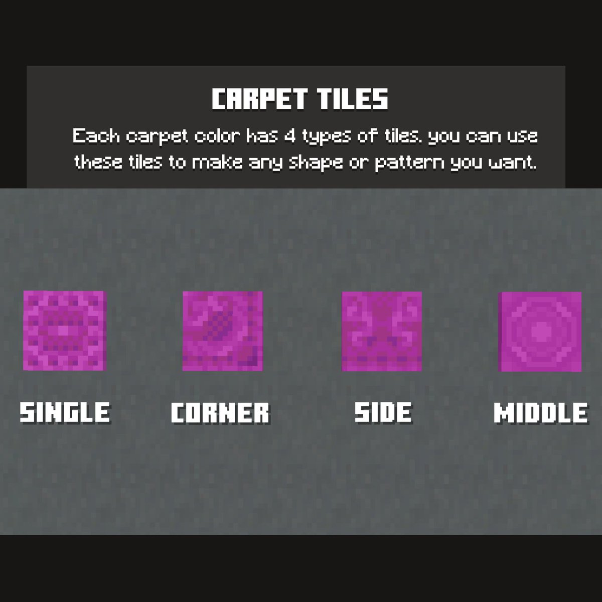 MCModelsNet's tweet image. Get creative with tons of different carpet combos and designs using this Carpet Expansion from @RedstoneLabsMC
So many different possible patterns!
Avaliable on the MCModels Store