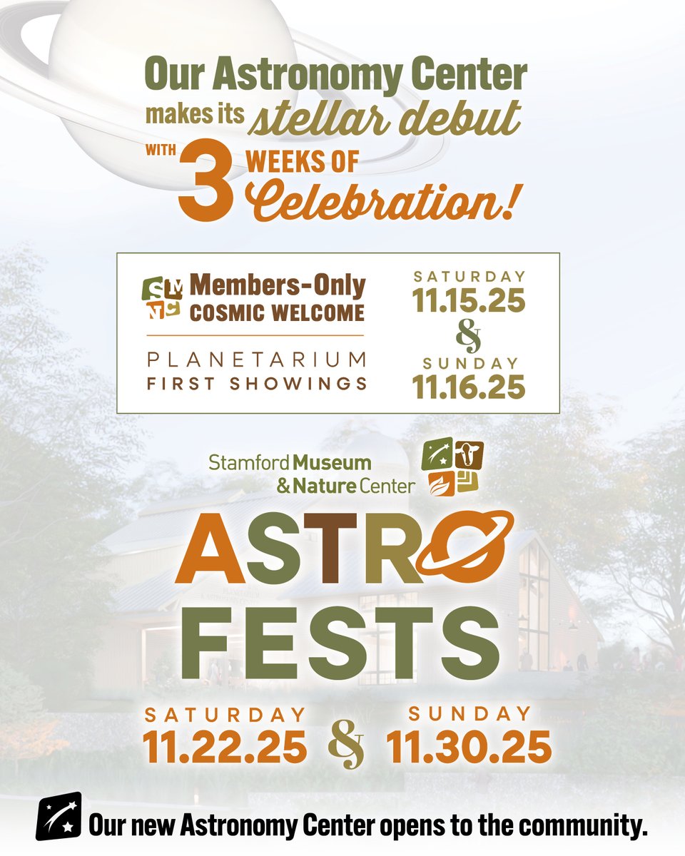 SM_NC's tweet photo. We're thrilled to invite you to a series of Grand Opening events as our new Astronomy Center makes its stellar debut next month! 🚀
✨Members-Only Planetarium Shows: Nov 15–16
🌌Astro Fests (Open to All): Nov 22 & 30
https://t.co/a9A9kzCmHJ
#AstroFest #SMNC #Astronomy #CTVisit https://t.co/LIPTK1qcgz