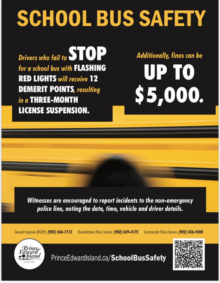 This week is School Bus Safety Week. It’s always important to practice proper road safety, but this is a week to raise particular awareness about the importance of following the law in school zones and around school buses #peipoli