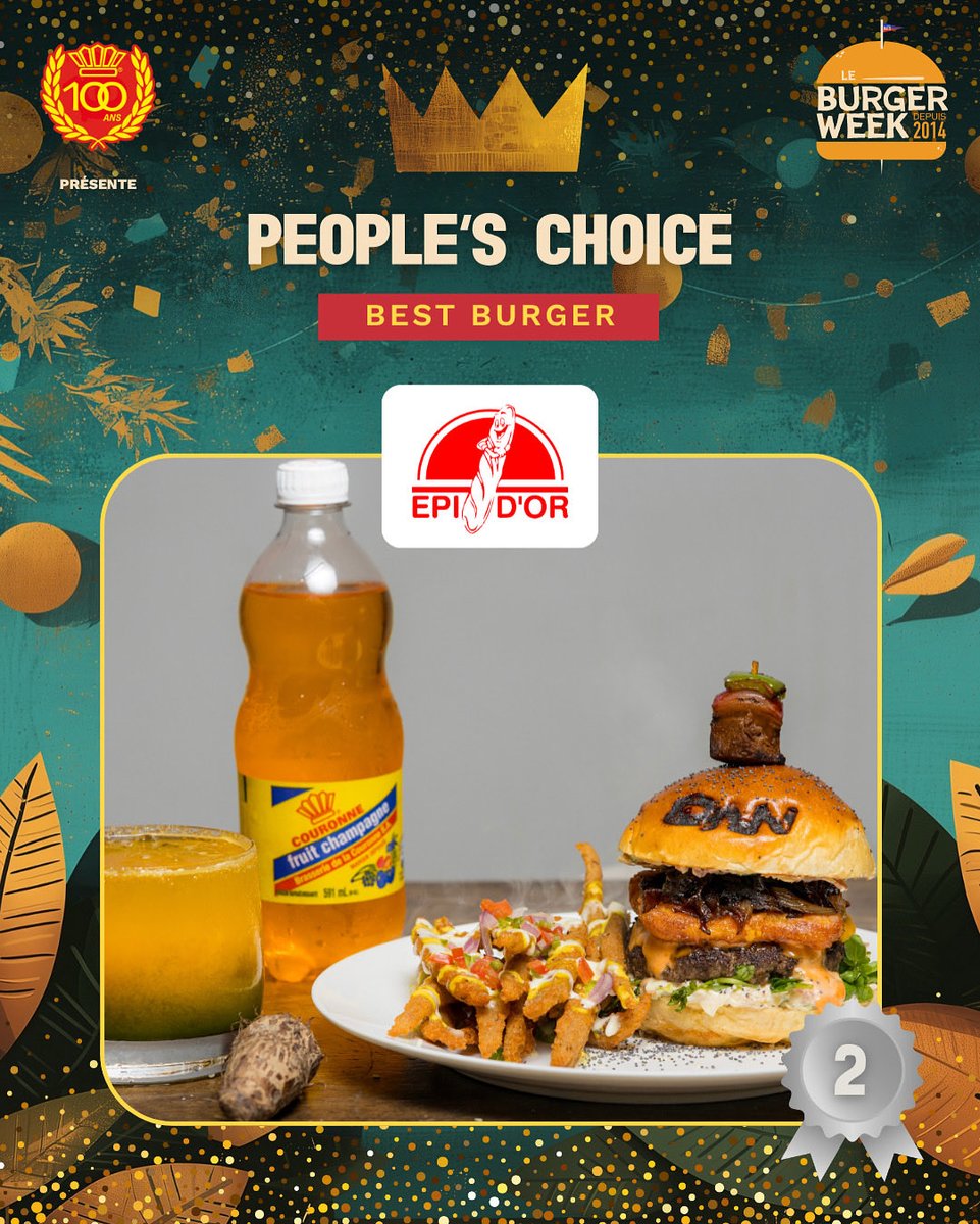 En deuxième position du People's Choice, on retrouve @epidorhaiti ! Bravo à toute l'équipe pour cette semaine de feu ! 

#LeBurgerWeekHaiti