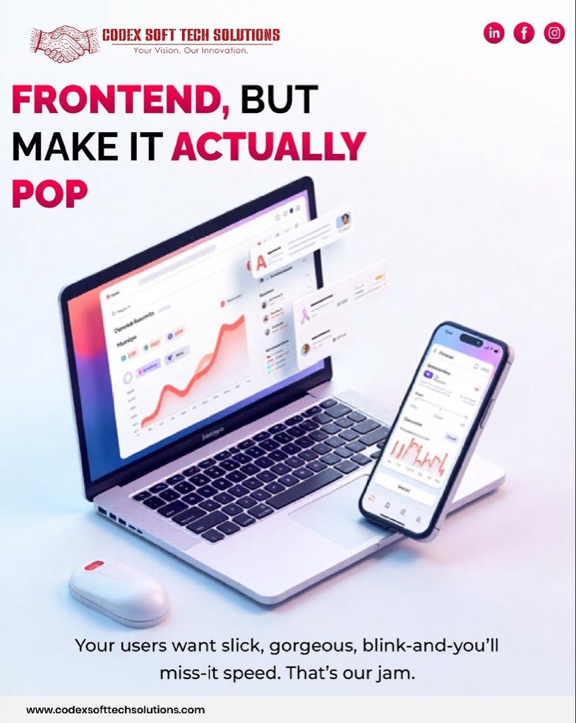 codexsofttechs_'s tweet image. Frontend that actually pops! ⚡
We build sleek, fast, and stunning user interfaces that wow your users every time. 💻✨
#CodexSoftTechSolutions #Frontend #WebDesign #UIUX #NextJS #ReactJS #TechInnovation