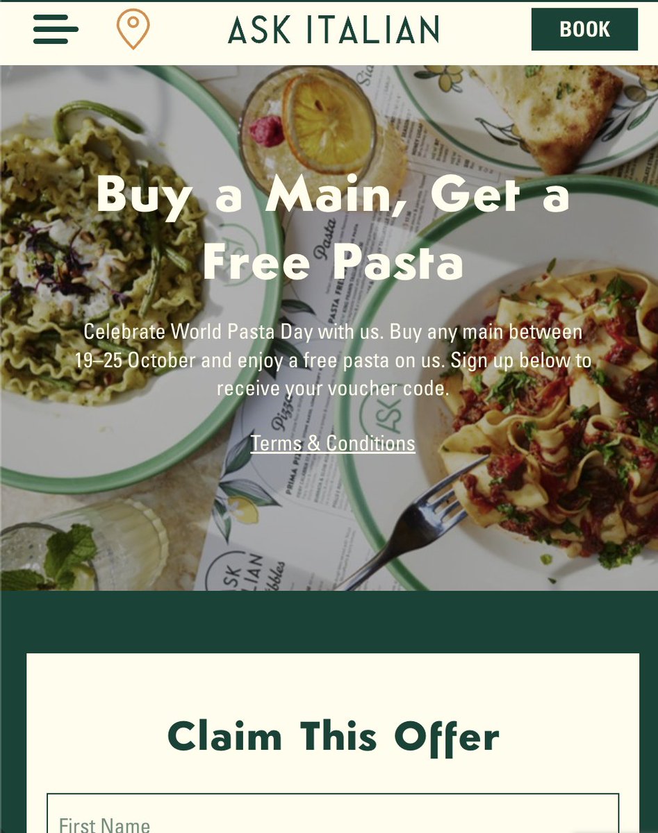🍝 For the next 5 days, you can order a main at ASK Italian and get another free if you have a code from the link below 

askitalian.co.uk/offers/2958