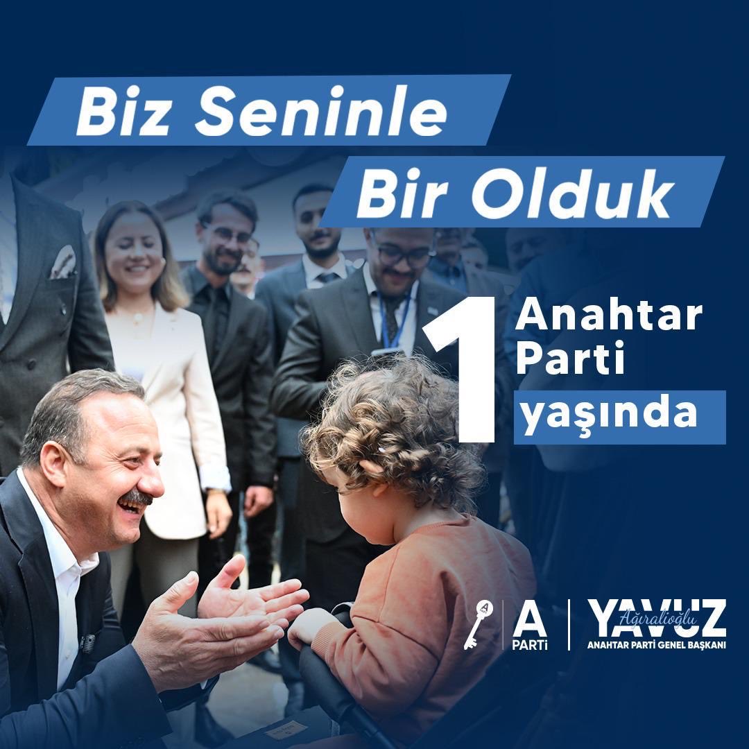 Birlikte başladık, birlikte büyüyoruz. Birlikte güçlü yarınlara Türkiye.

#BizSeninleBirOlduk
#AnahtarParti