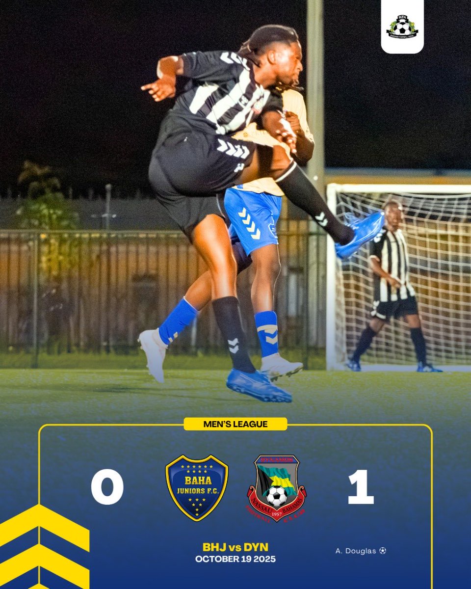BahamasFootbal1's tweet image. Dynamos F.C. edge out Baha Juniors F.C. in a tight opener! 💪
Week 1 already showing who came ready to play. ⚽️
#BFAMensLeague #BahamasFootball #DynamosFC #BahaJuniorsFC