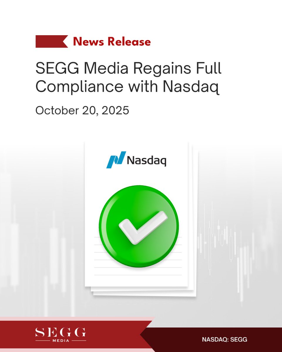 📢 We’re officially back in full compliance with #Nasdaq. This marks our first time being fully compliant since our transition from Lottery.com to $SEGG. It’s a big step forward as we continue to build momentum through our core brands.

Read: investors.seggmediacorp.com/news-releases/…