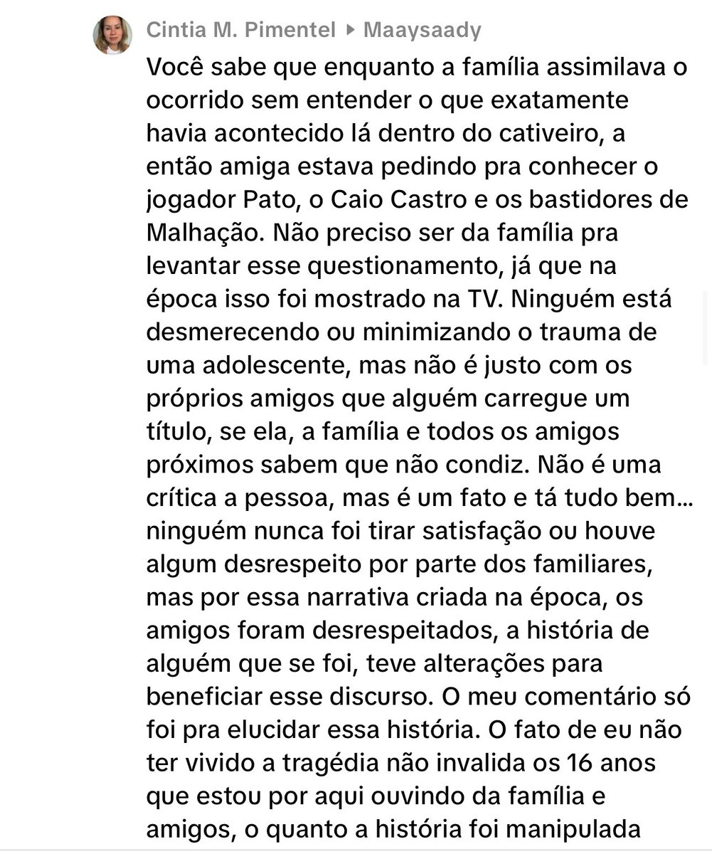 r4chtuita's tweet image. A Netflix vai estrear o doc sobre o caso Eloá, mas a família já está se manifestando. A moça que casou com o irmão da Eloa já começou a trazer pro tik tok polêmicas sobre a Nayara (que era uma adolescente e também uma vítima da situação).
