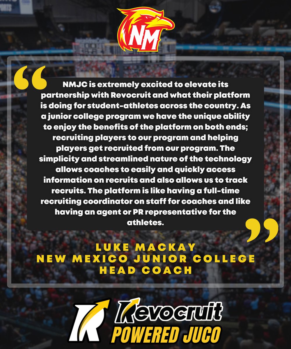 JC4PT's tweet image. 🚨 Revocruit Powered JUCO Alert
We’re excited to announce that New Mexico Junior College Men’s Basketball has been Elevated to a Revocruit Powered JUCO — joining an elite group of programs redefining exposure, connectivity, and recruiting at the junior college level.
🗣️ “NMJC…