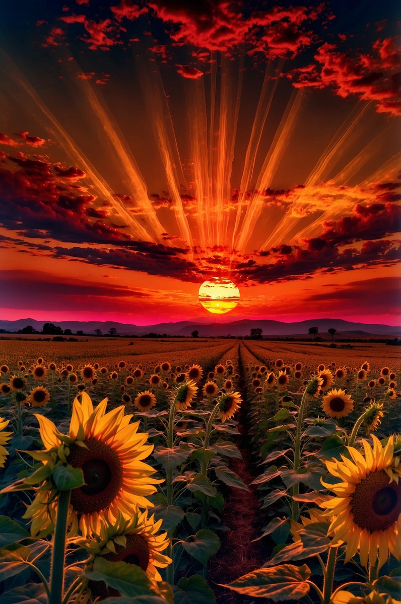the sunset paints the sky with fire while 
the ocean mirrors its endless beauty .💫✨