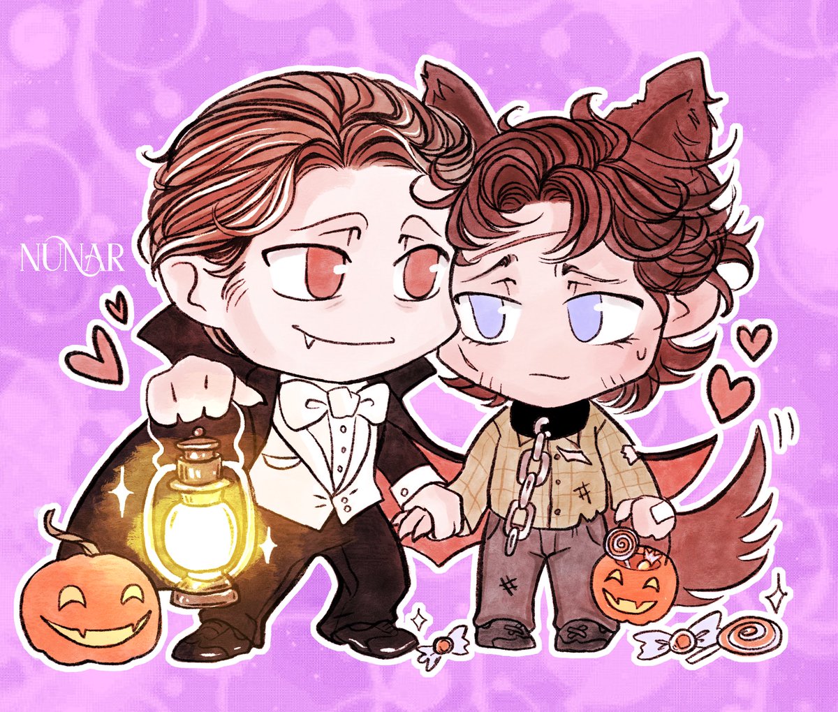 Chibi #Hannigram Halloween!
 
Werewolf Will &amp; Vampire Hannibal! 🎃🐺🦇🍭🍬