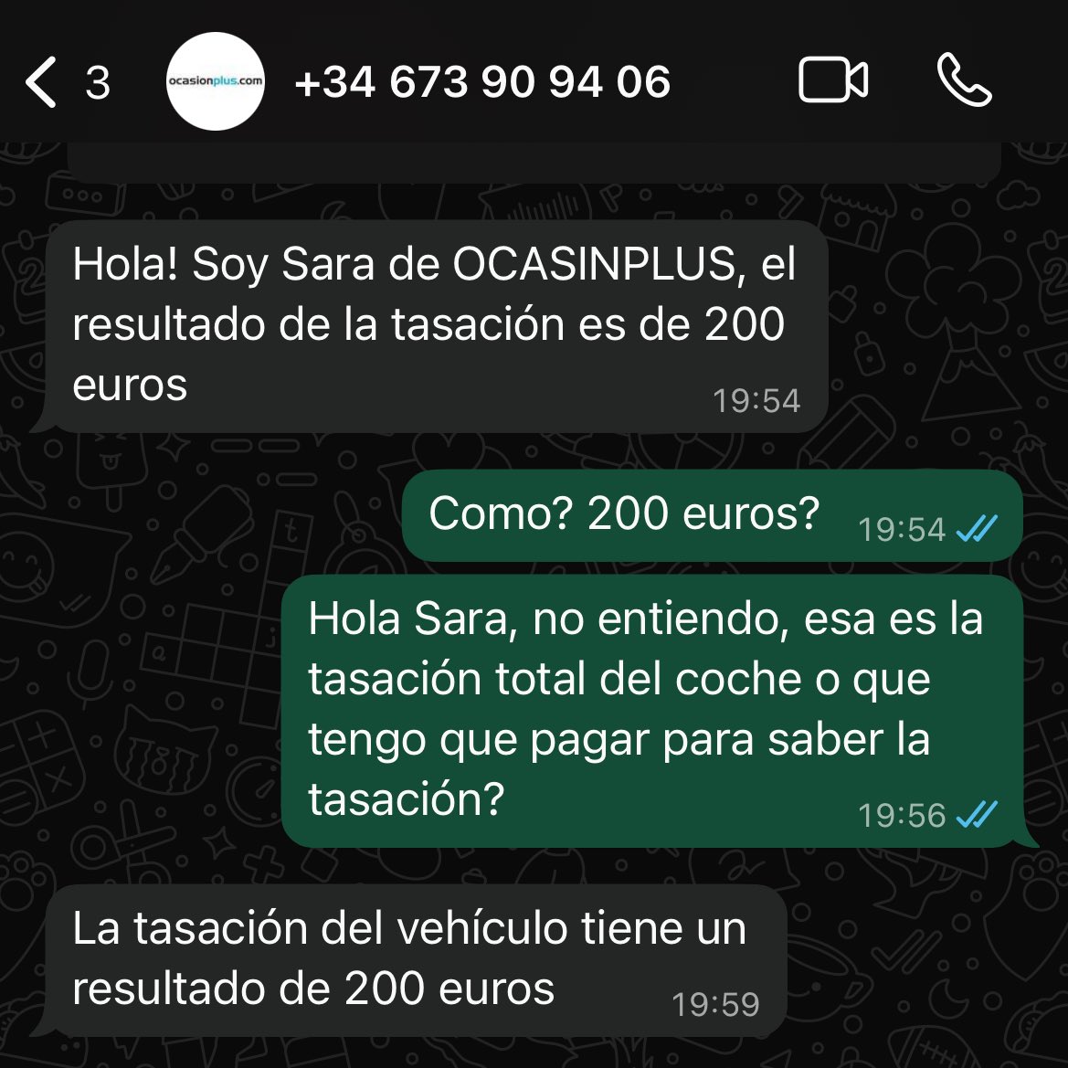 Me habían dicho que la tasación cuando llevas el coche en persona baja, pero esto es de coña jajaja. <a href="/ocasionplus/">OcasionPlus.com</a> malditos estafadores