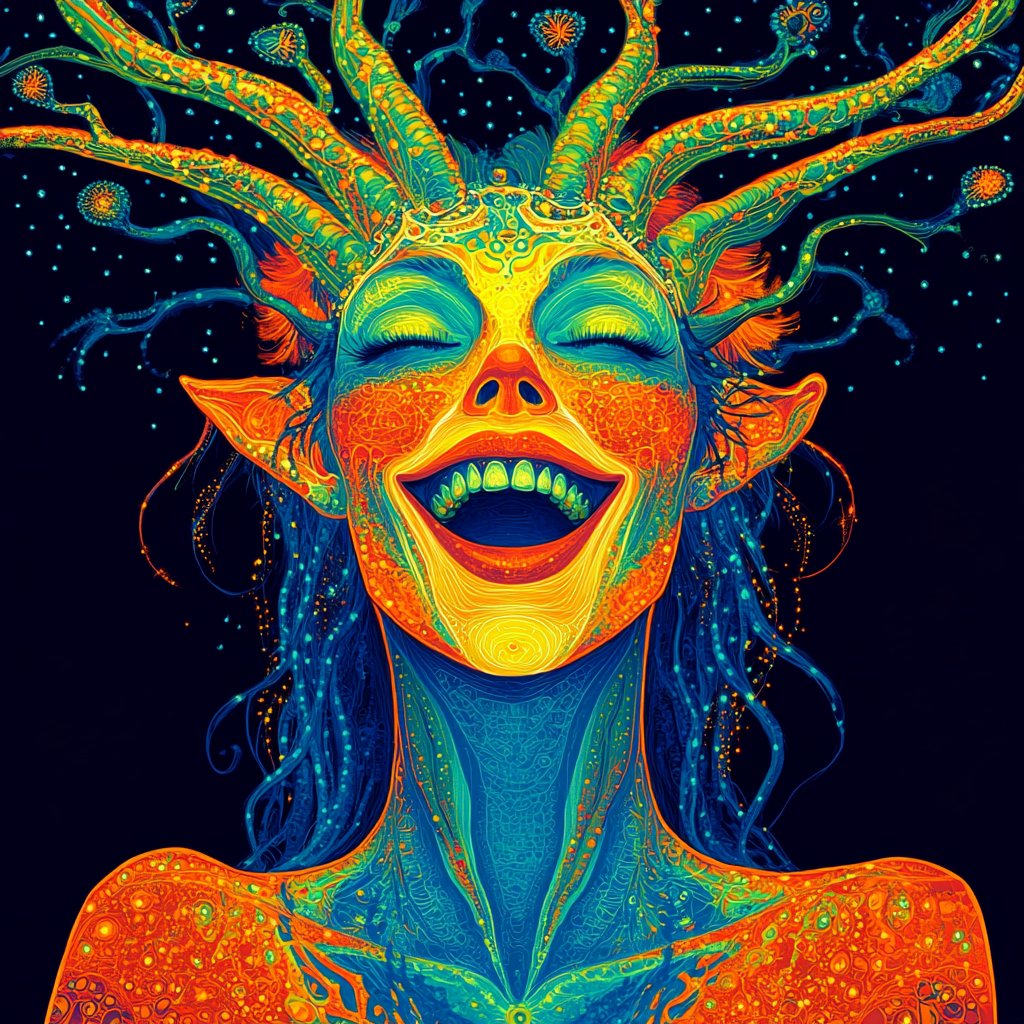 "Relax, It Is A Joke"
That face you make when the universe finally explains the punchline and you realize you've been taking everything way too seriously. Cosmic horror meets cosmic comedy. Sometimes the breakthrough isn't profound wisdom, it's just remembering to laugh at the