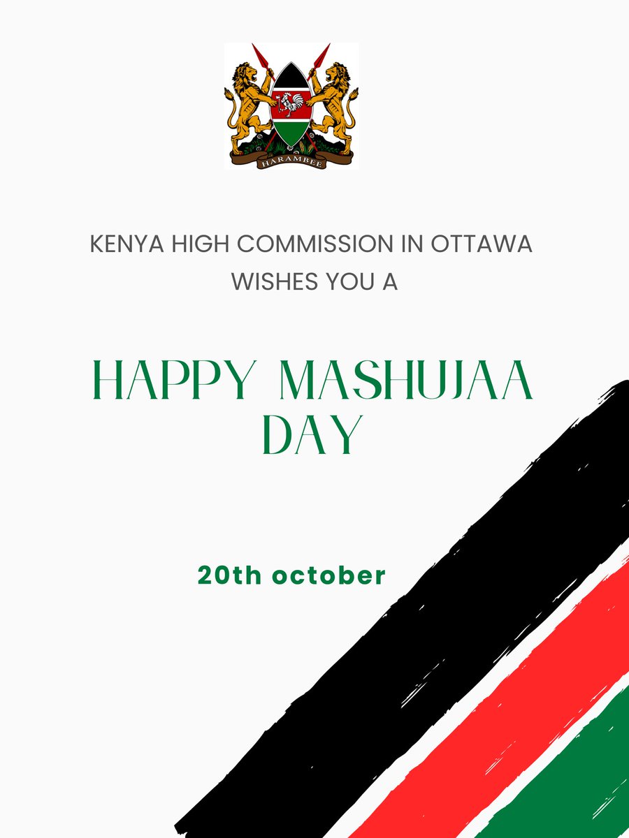 Kenya in Canada ๐ฐ๐ช๐จ๐ฆ (@kenyaincanada) on Twitter photo Happy Mashujaa Day!!! Happy Mashujaa Day!!!