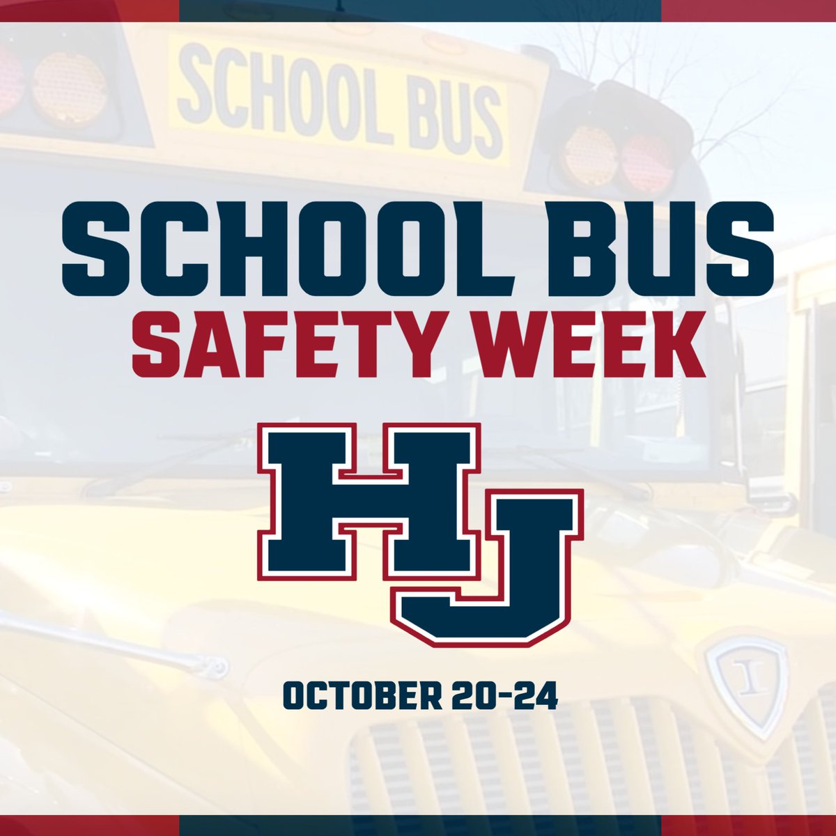 🚍It’s National School Bus Safety Week!

HJISD would like to thank our incredible transportation team for their dedication to safely getting our students to and from school each day.

Please join us in reminding students and drivers alike to always practice safe habits.