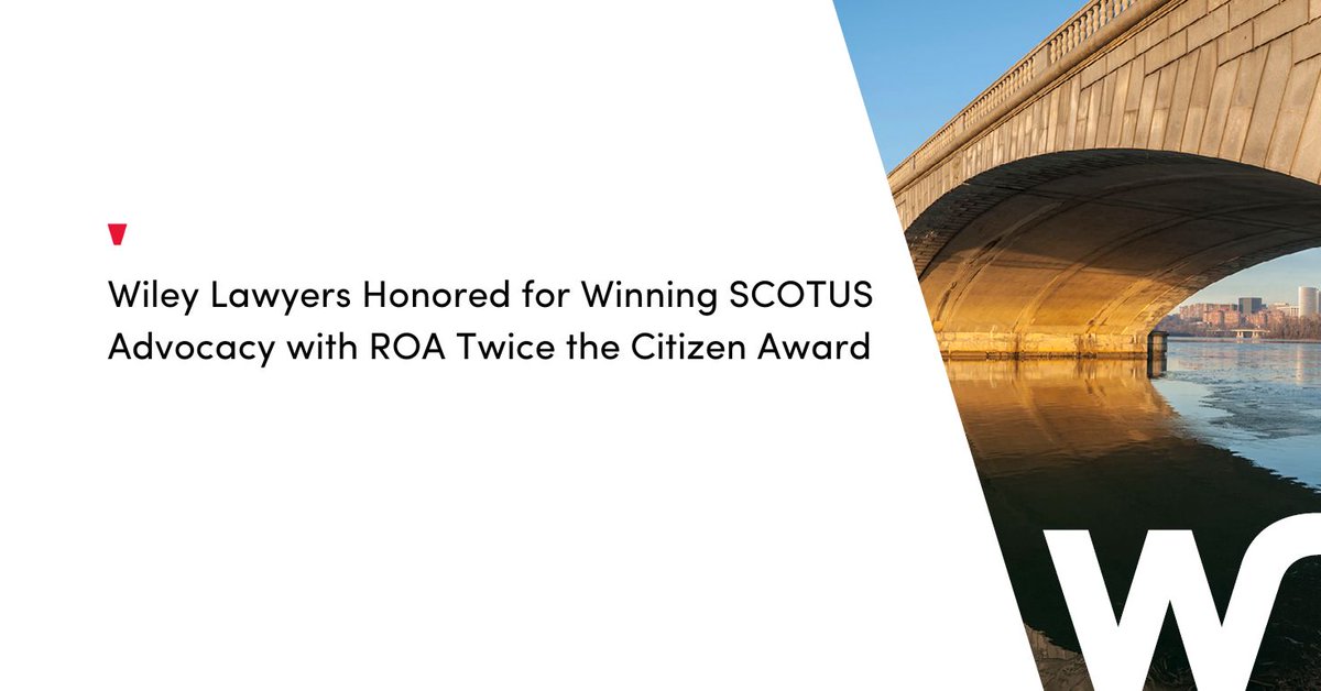 WileyRein's tweet image. Congratulations to Lukman Azeez, Wes Weeks, and Boyd Garriott, who have been recognized by the Reserve Organization of America with the Twice the Citizen Award for their successful pro bono advocacy before the U.S. Supreme Court.

Learn more: bit.ly/49dplAK
#WileyWay