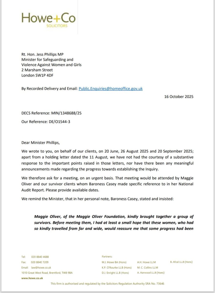 MaggieOliverUK's tweet image. Following on from the resignation from the โSurvivor Panelโ today of both @fionagoddarduk and Ellie Ann, I thought Iโd share the latest of hour letters we @TMOFCharity have sent to @jessphillips and the government since we worked with @Casey_Review in Feb and May this year.
Thisโฆ