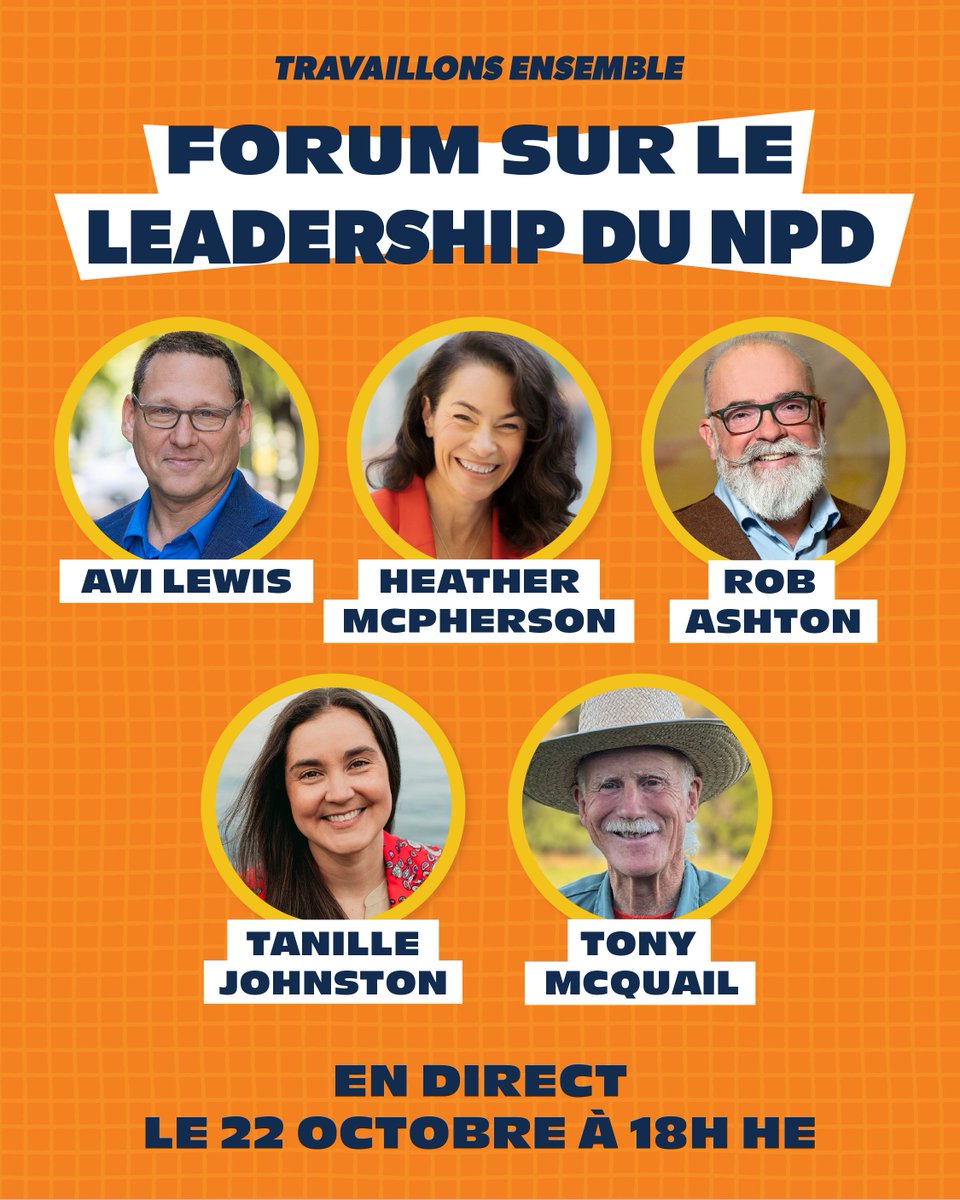 Bientôt, les membres du NPD choisiront leur prochain chef — assurons-nous que ce soit une personne qui défend les travailleuses et travailleurs.

Joignez-vous à nous le 22 octobre pour le premier événement de la course à la direction: noustravaillonsensemble.ca/events/forum-v…