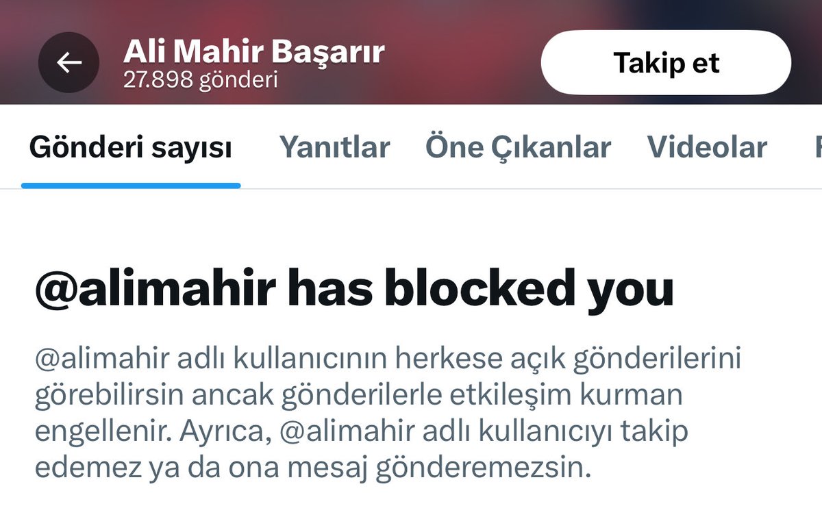 Takip edemez, mesaj gönderemezmişim…
Neden takip edip, neden mesaj göndereyim ki? 🧐

Sorsanız, kendisi çok özgürlükçü!
Küfrü meşrulaştırmak için de çok yoğun!