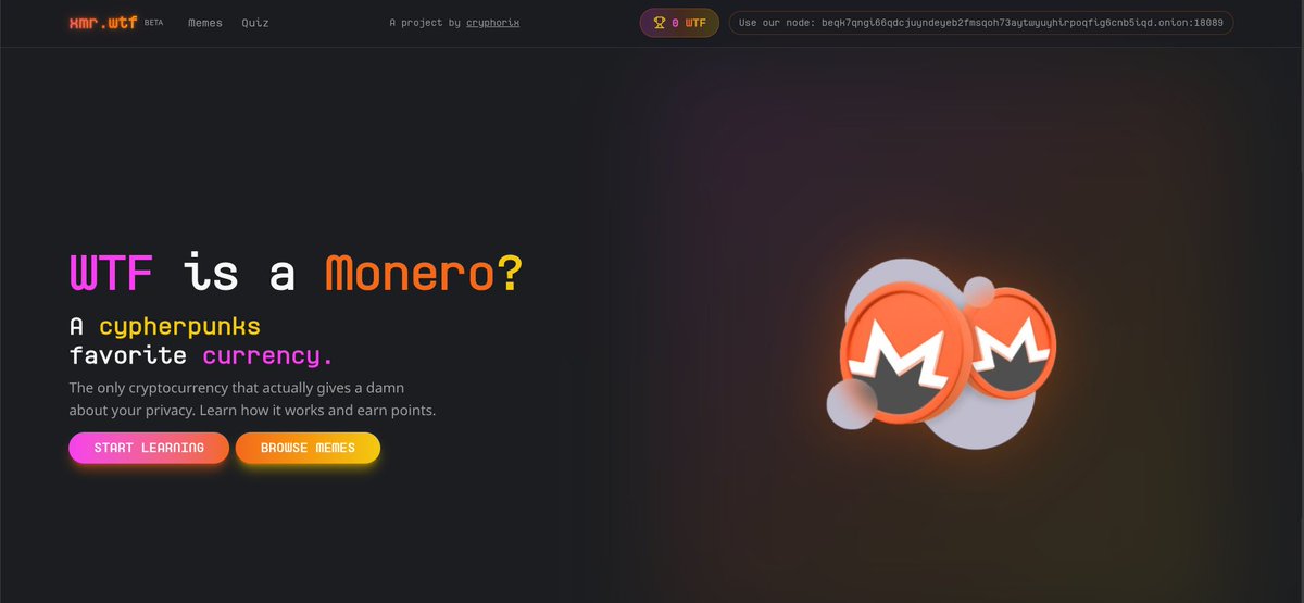 cryphorix's tweet image. xmr.wtf is looking nice.