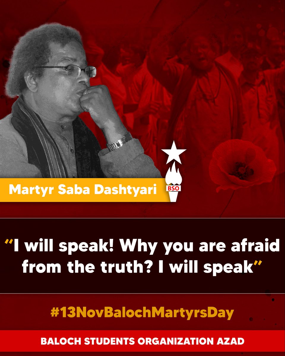 BSO__AZAD's tweet photo. “I will speak! Why you are afraid from the truth? I will Speak”

#13NovBalochMartyrsDay 

 https://t.co/9fwohaAqaN https://t.co/8uyBiMnwp7