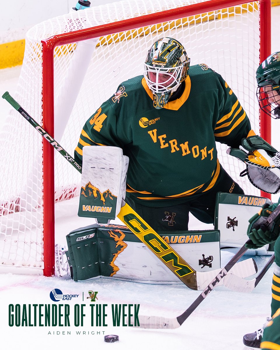 𝗛𝗼𝗰𝗸𝗲𝘆 𝗘𝗮𝘀𝘁 𝗚𝗼𝗮𝗹𝘁𝗲𝗻𝗱𝗲𝗿 𝗼𝗳 𝘁𝗵𝗲 𝗪𝗲𝗲𝗸
2⃣ weeks into career, 2⃣ <a href="/hockey_east/">Hockey East</a> weekly awards!

First UVM goaltender in HEA era to record back-to-back games of 40+ saves.
#802Hockey