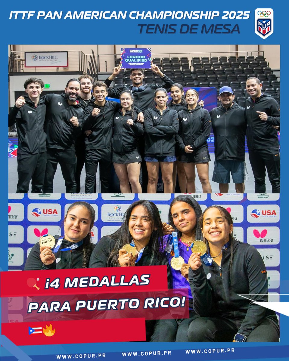 🏓🇵🇷 ¡Fin de semana histórico para el tenis de mesa boricua!

Puerto Rico brilló en el ITTF Pan American Championship 2025, cerrando con 4 medallas y clasificación al Mundial 2026 🔥

Toda la info AQUÍ ▶️ copur.pr/noticia/detall…

💬 ¡Queremos leerte! ¿Qué te inspira del equipo de