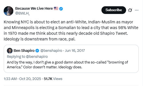 US is currently at the stage where UK was a decade ago. 

&gt; Important financial centres falling to Islamists
&gt; Opening waves to migration of subcons
&gt; Collapse in white births
&gt; Economic stagnation

Muslims are not even in double digit share but they're already getting control.