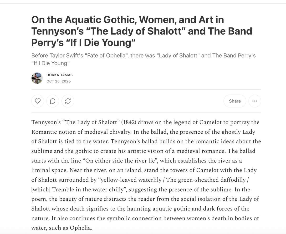 dorkatamas's tweet image. My first free #Substack post is available now  🌊
It is based on a conference presentation and it inspired me to write about  #TheFateofOphelia and drowning next.
dorkatamas.substack.com/p/on-the-aquat…