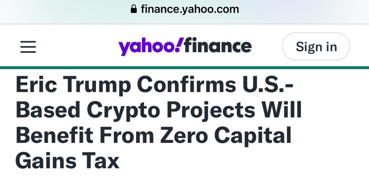BOOOOOOOOOOOOOM!!!!

Eric Trump just confirmed that US based crypto projects will have ZERO capital gains!

Congrats $XRP Holders