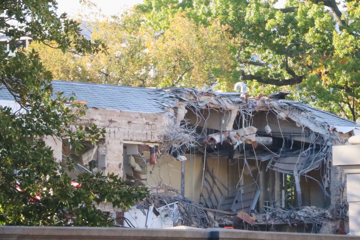 joeflood's tweet image. This is the East Wing of the White House today. If you ever took a tour, you entered here. Trump is destroying our history to build himself a ballroom. Stop this madness! This photo is free to use. Just credit me: Joe Flood.