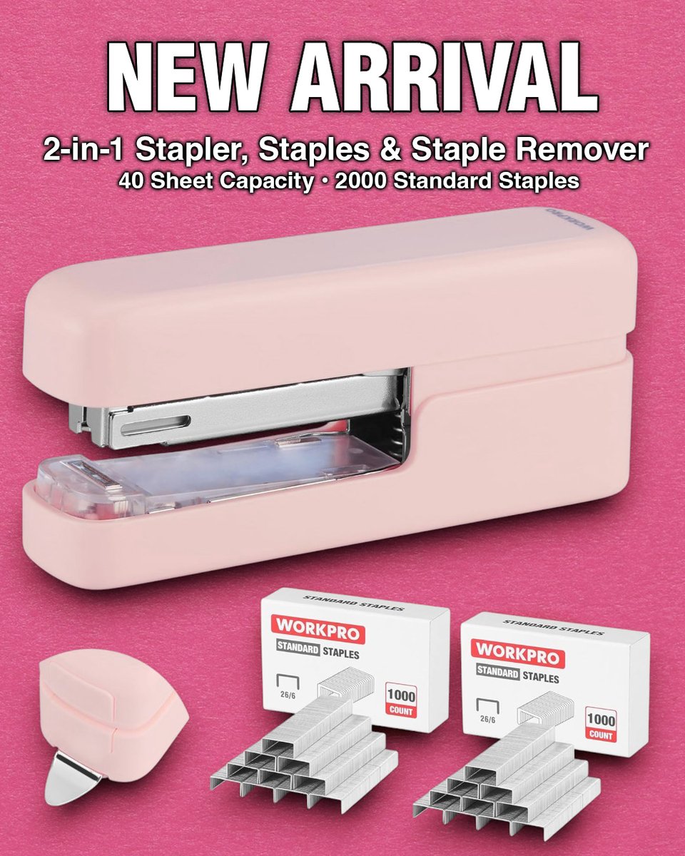 workpro_tools's tweet image. #NewRelease Staple smarter, not harder! 📎✨ Our all-in-one stapler with built-in staple remover slides in & out for ultimate convenience, tackles up to 40 sheets, and comes with 2000 staples! #3colors
🔎 amazon.com/dp/B0F621TW57?…
#workprotools #stapler #staples