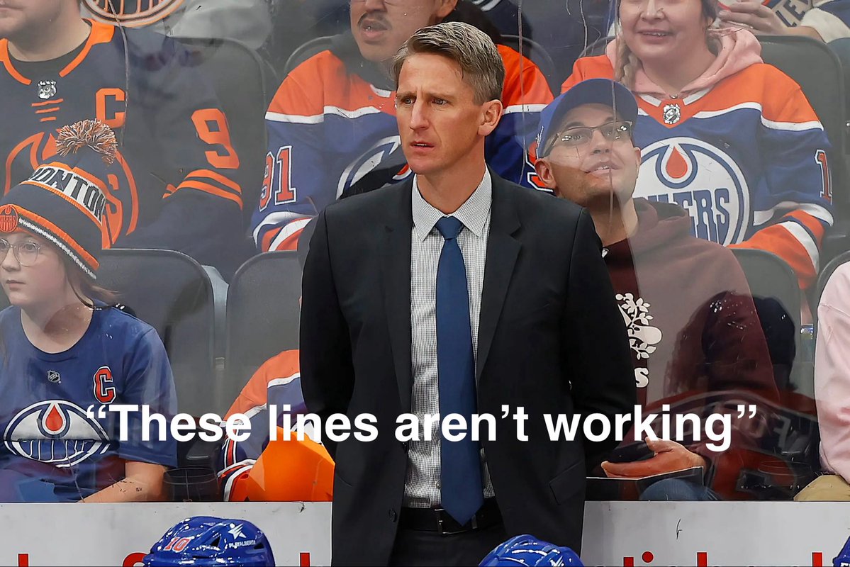 Kris Knoblach 3 minutes into every game. #Oilers #NHL