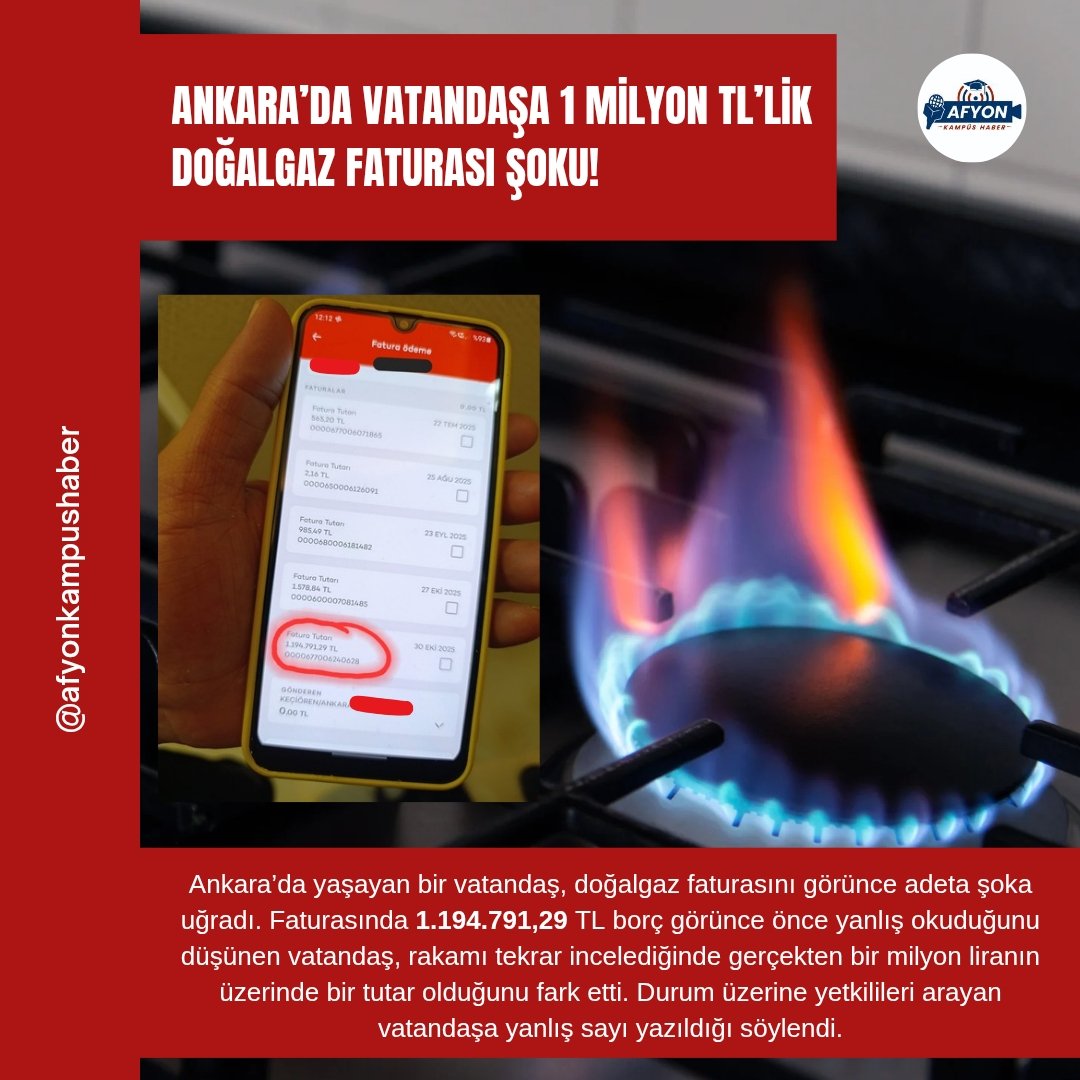 💥Ankara’da Vatandaşa 1 Milyon TL’lik Doğalgaz Faturası Şoku!

Detaylar için:
instagram.com/p/DQCpd90iCIf/

#Ankara #Afyon #Afyonkarahisar #Doğalgaz #Fatura #Öğrenci
