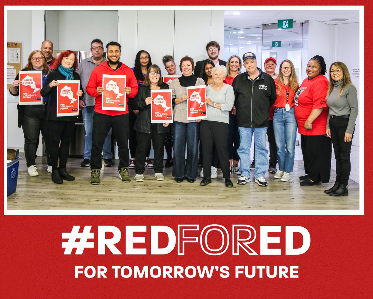 OFL officers, staff, and Executive Council are proud to stand in solidarity with education workers across Ontario to kick off #RedforEd Week!

We’re united in the fight for high-quality, publicly funded education for every student - from kindergarten to university. ✊🏽

#OnPoli